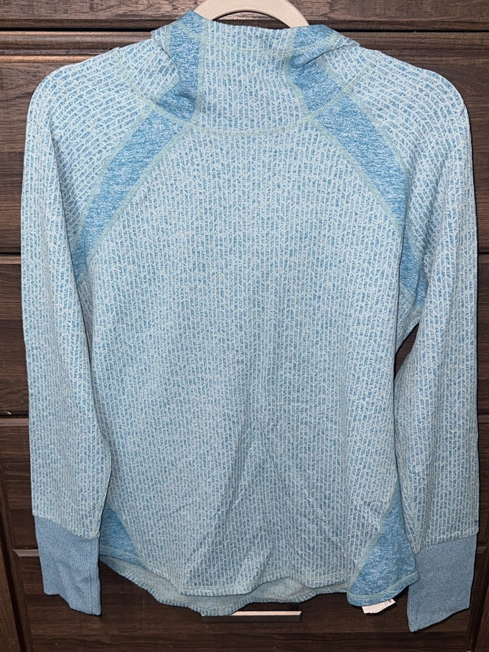 Light Blue Waffle Knit Pullover Sweatshirt